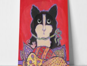 Πίνακας σε καμβά CAT PAINTING ON COLORFUL PILLOWS